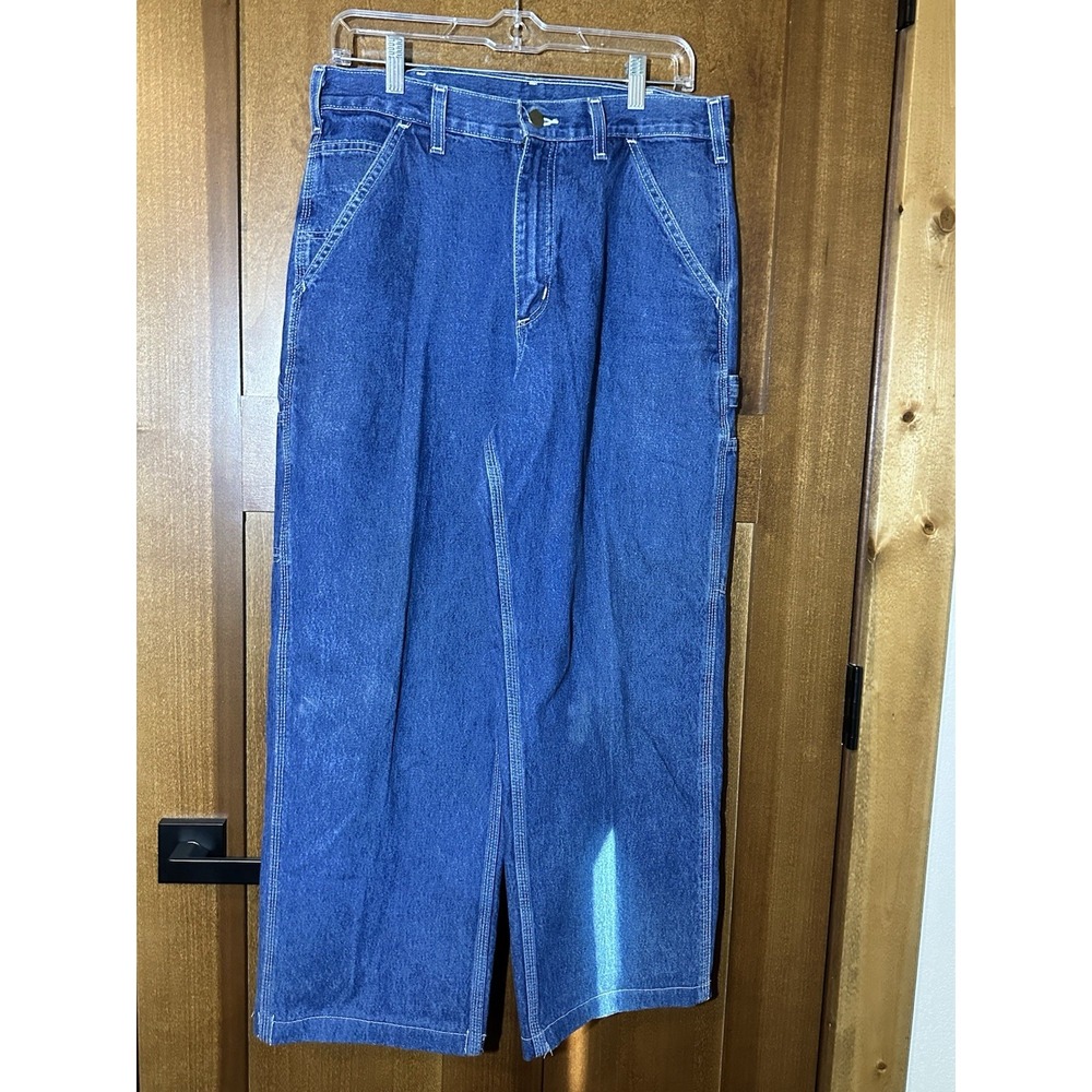 Vintage Carhartt B13 DST Dungaree Fit Carpenter Jeans 32x32 Hemmed 26" Blue